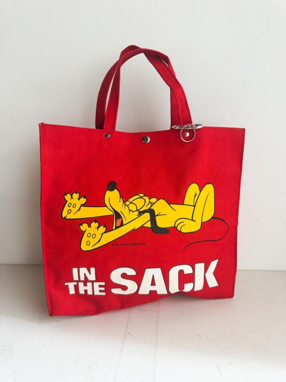 Vintage Disney Pluto Large Graphic Square Canvas Tote NWOT